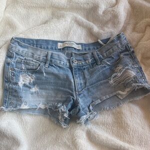 American Eagle Light Blue Distressed Jean Shorts
